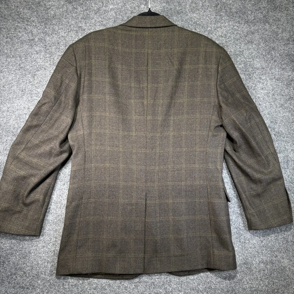 Jos. A. Bank Windowpane Blazer Sport Coat Men 40R Olive Brown 100% Wool 2-Button